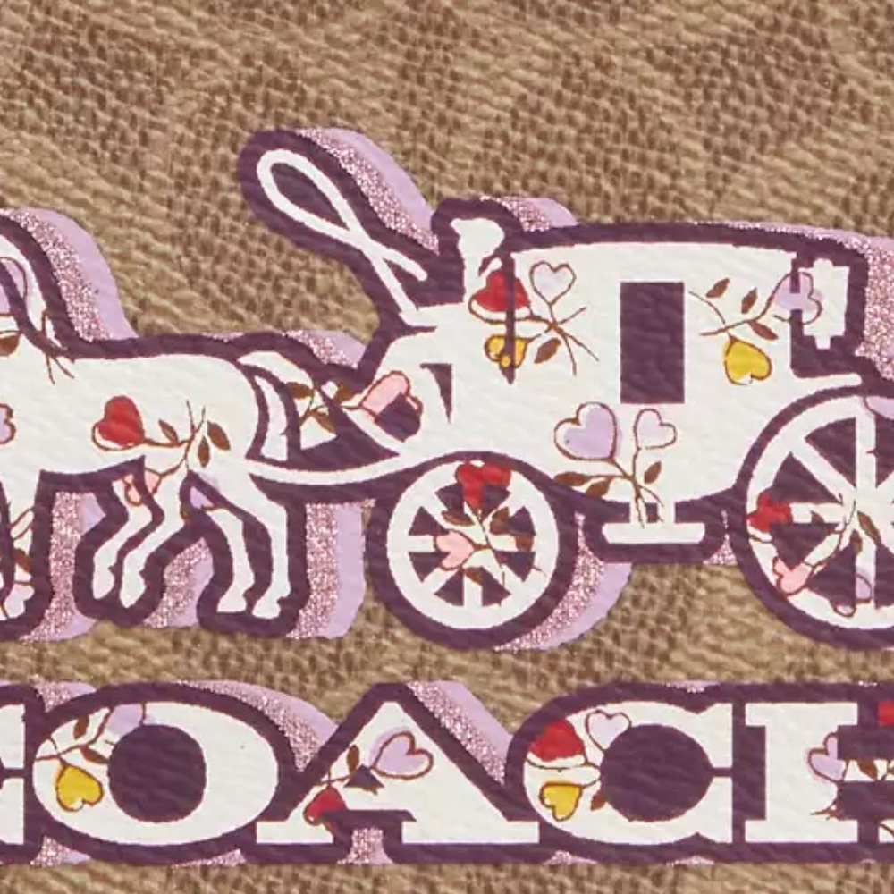Coach Corner Zip Wristlet In Signature Canvas With Horse And Carriage Print.nwt - Picture 3 of 5